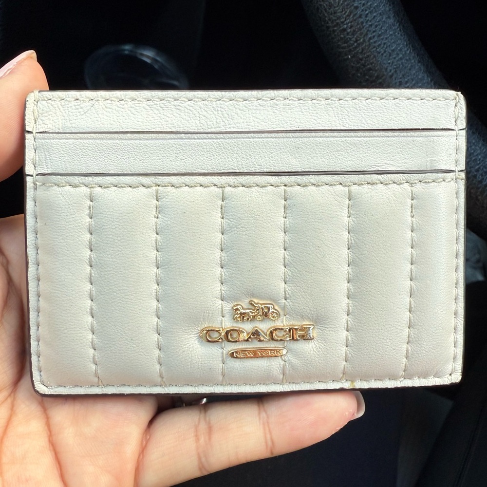 Coach white Card Holder with Gold Logo